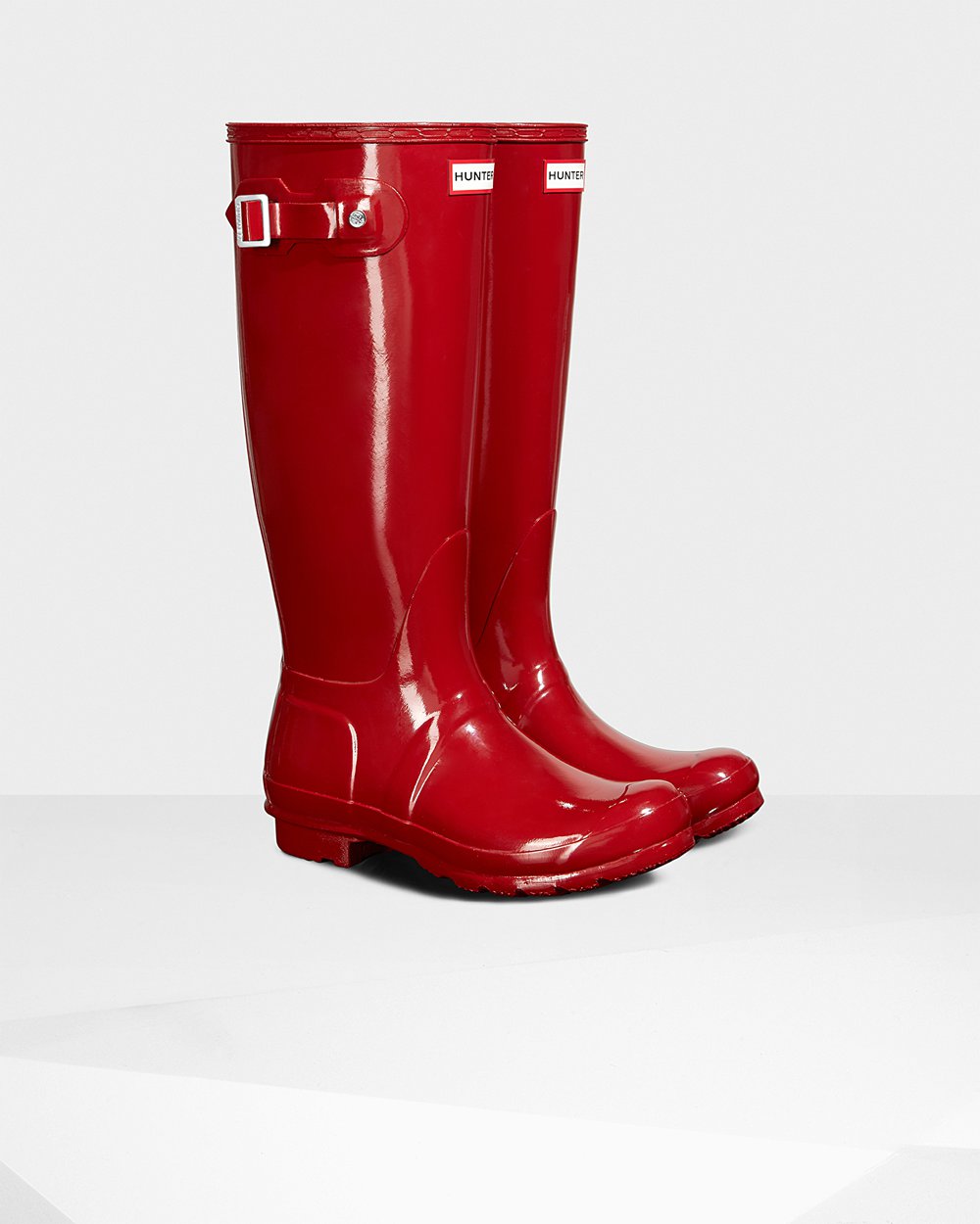 Hunter Original Gloss Tall Rain Boots - Clearance Womens Red - ODWRKB739